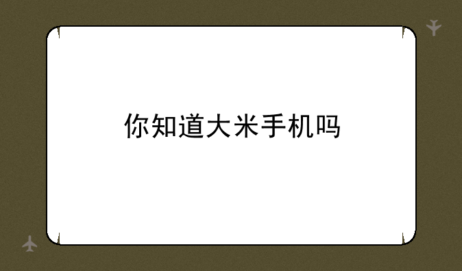 你知道大米手机吗
