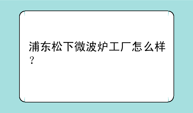 浦东松下微波炉工厂怎么样？