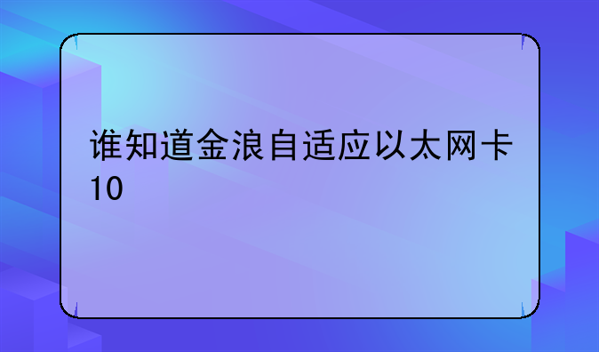 谁知道金浪自适应以太网卡10/100M KN-8139DL的驱动程序怎么用啊