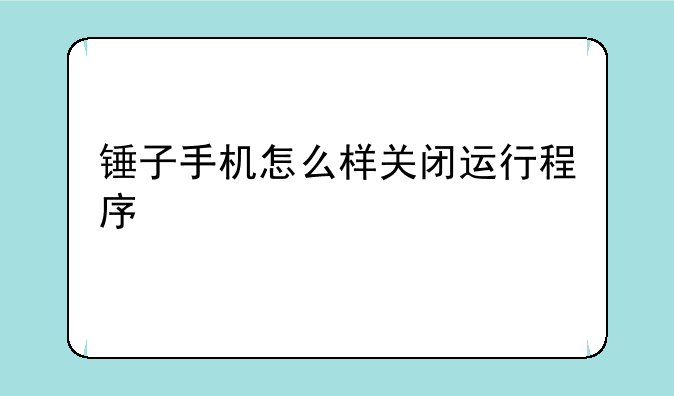 锤子手机怎么样关闭运行程序