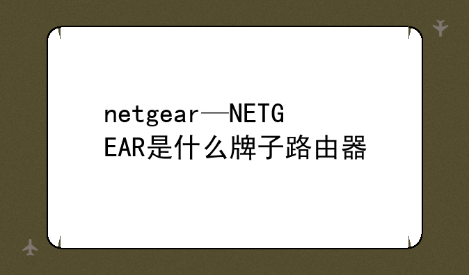 netgear—NETGEAR是什么牌子路由器