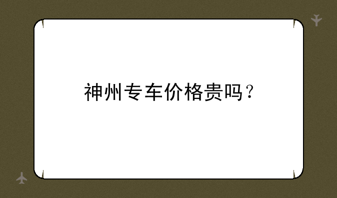 神州专车价格贵吗？