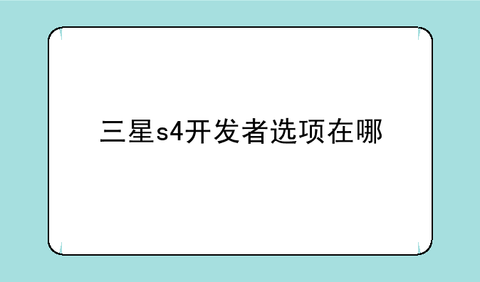 三星s4开发者选项在哪