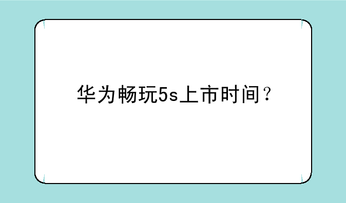 华为畅玩5s上市时间？