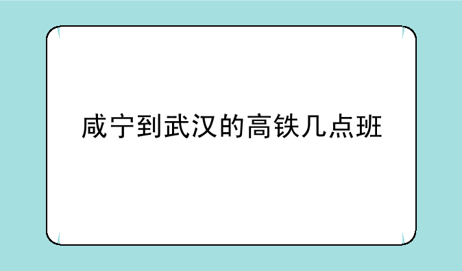 咸宁到武汉的高铁几点班
