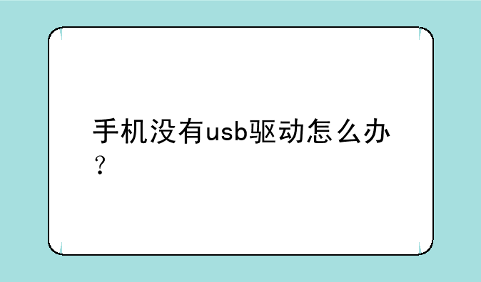 手机没有usb驱动怎么办？