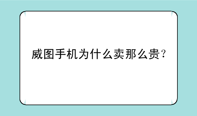 威图手机为什么卖那么贵？