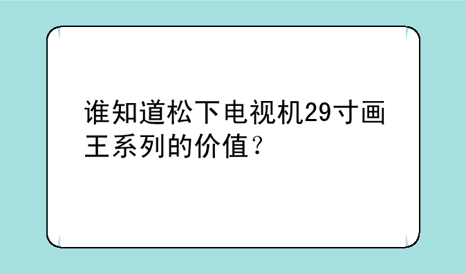 谁知道松下电视机29寸画王系列的价值？