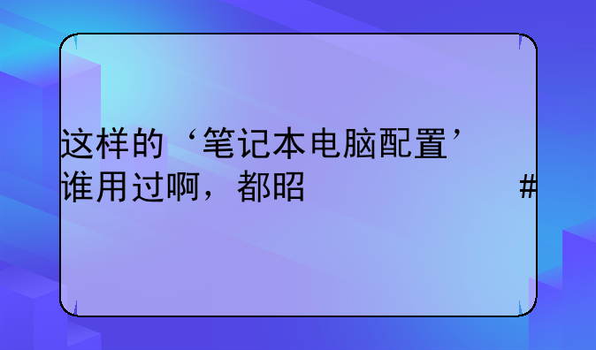 这样的‘笔记本电脑配置’谁用过