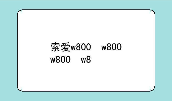 索爱w800，索爱w800上市时间和当时价格