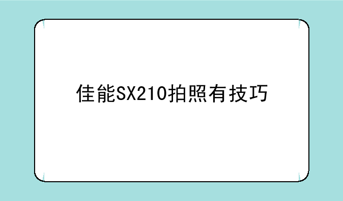 佳能SX210拍照有技巧