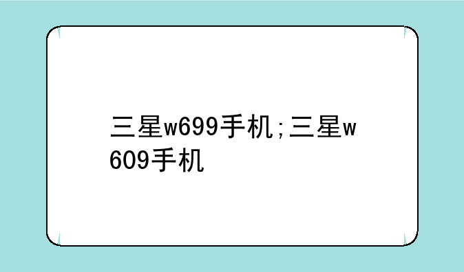 三星w699手机;三星w609手机