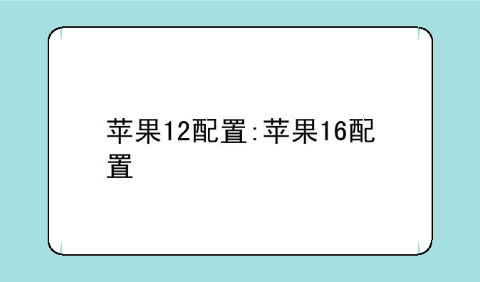 苹果12配置:苹果16配置