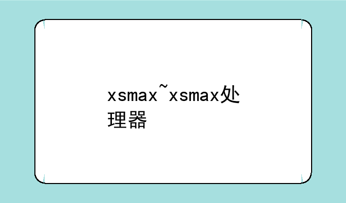 xsmax~xsmax处理器