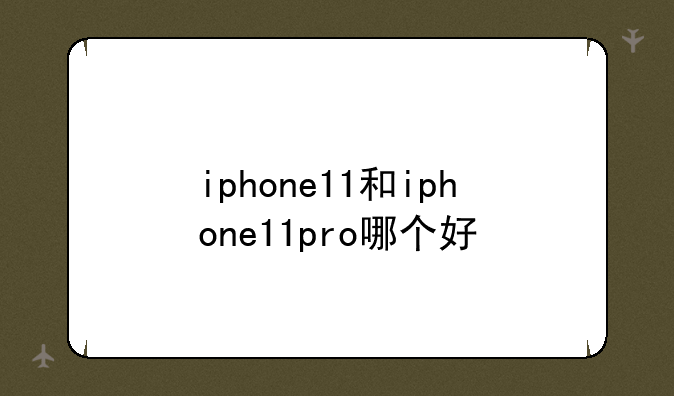 iphone11和iphone11pro哪个好
